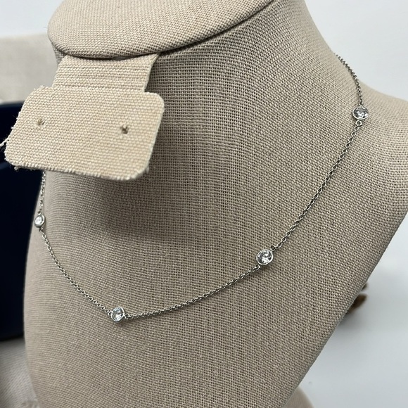 Vintage Epiphany Sterling Silver Diamonique Necklace – 16” - Picture 7 of 11